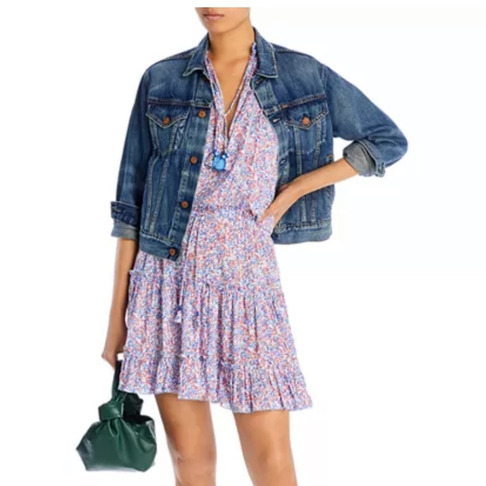 Poupette St. Barth Blue and Purple Ruffled Tiered Sundress